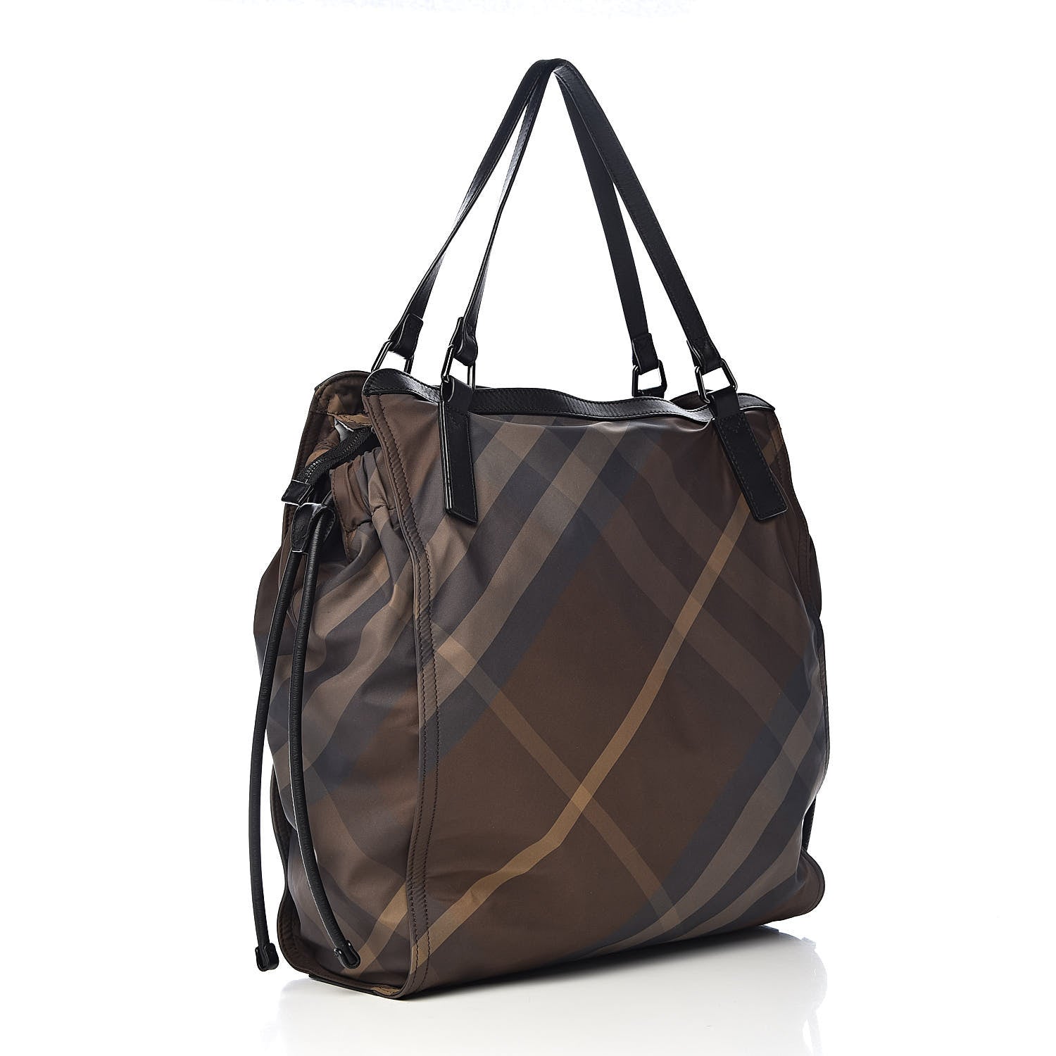 Burberry Nylon Check Small Buckleigh Packable Tote Brown 3 of 11