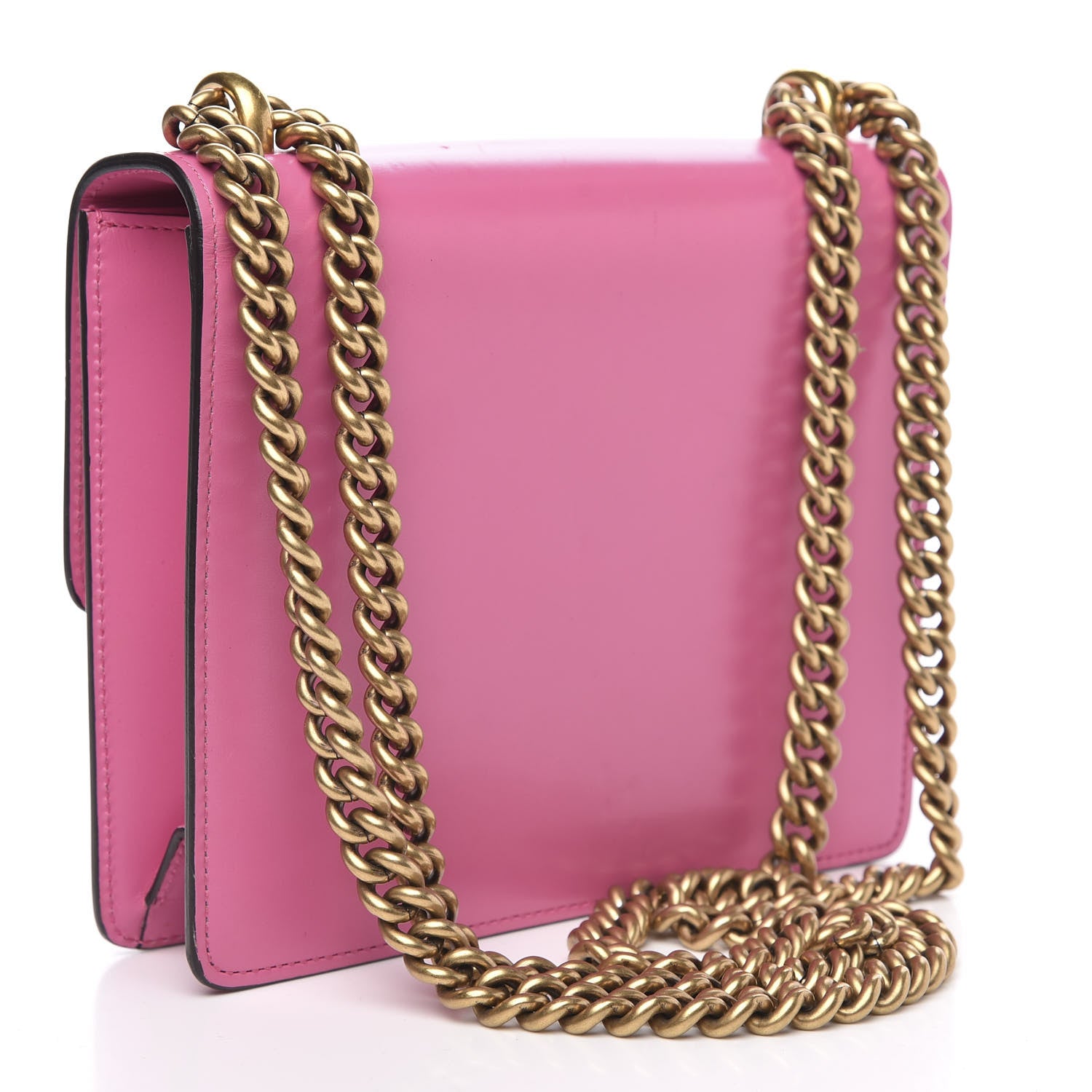 Gucci Knight Calfskin Small GG Marmont Chain Handle Bag Pink Tropical Flower 3 of 13
