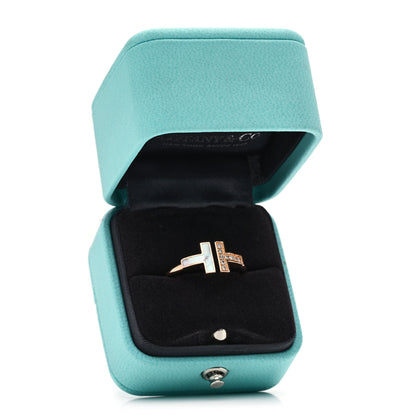 Tiffany 18K Rose Gold Diamond Mother of Pearl T Wire Ring 58 8.25 5 of 5
