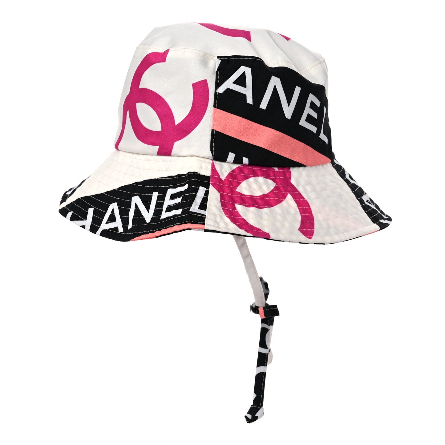 Cotton Logo Cloche Hat L Ecru Black Pink
