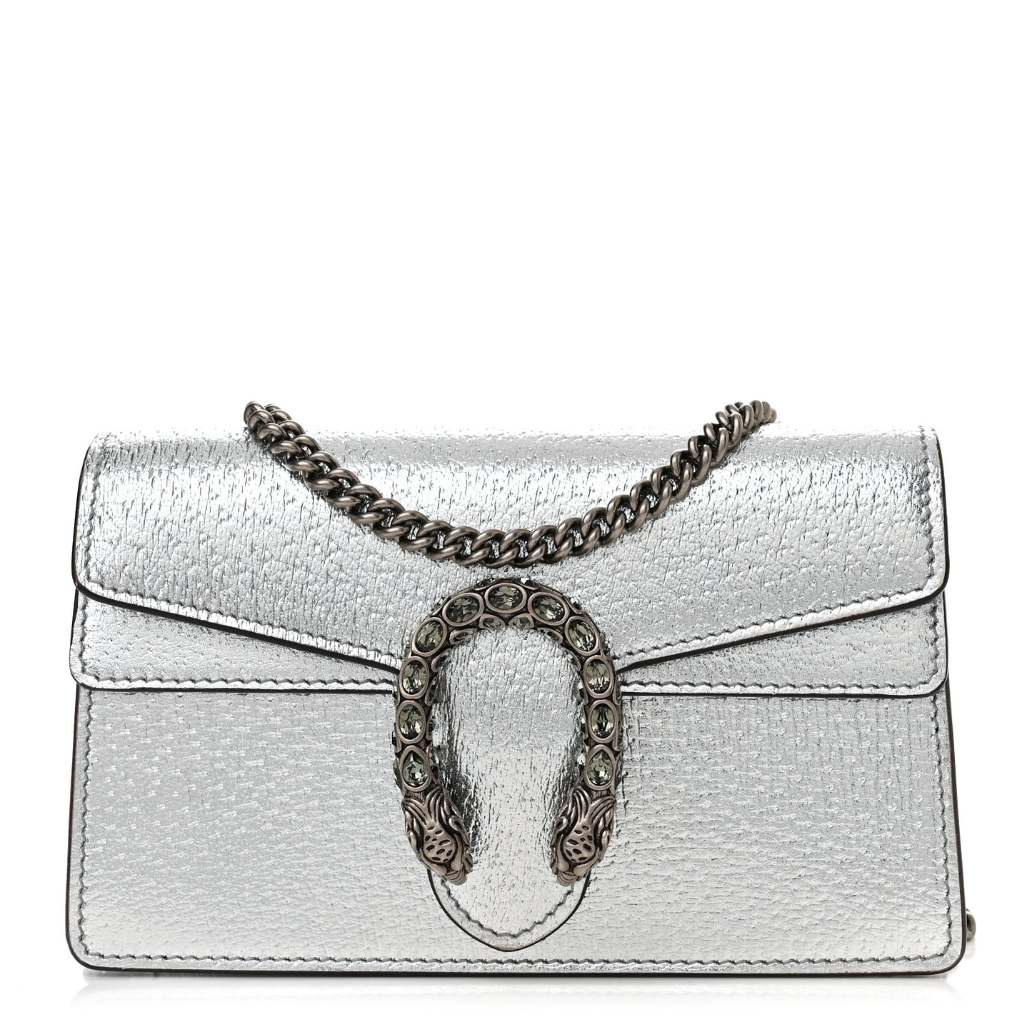Metallic Calfskin Super Mini Dionysus Shoulder Bag Silver