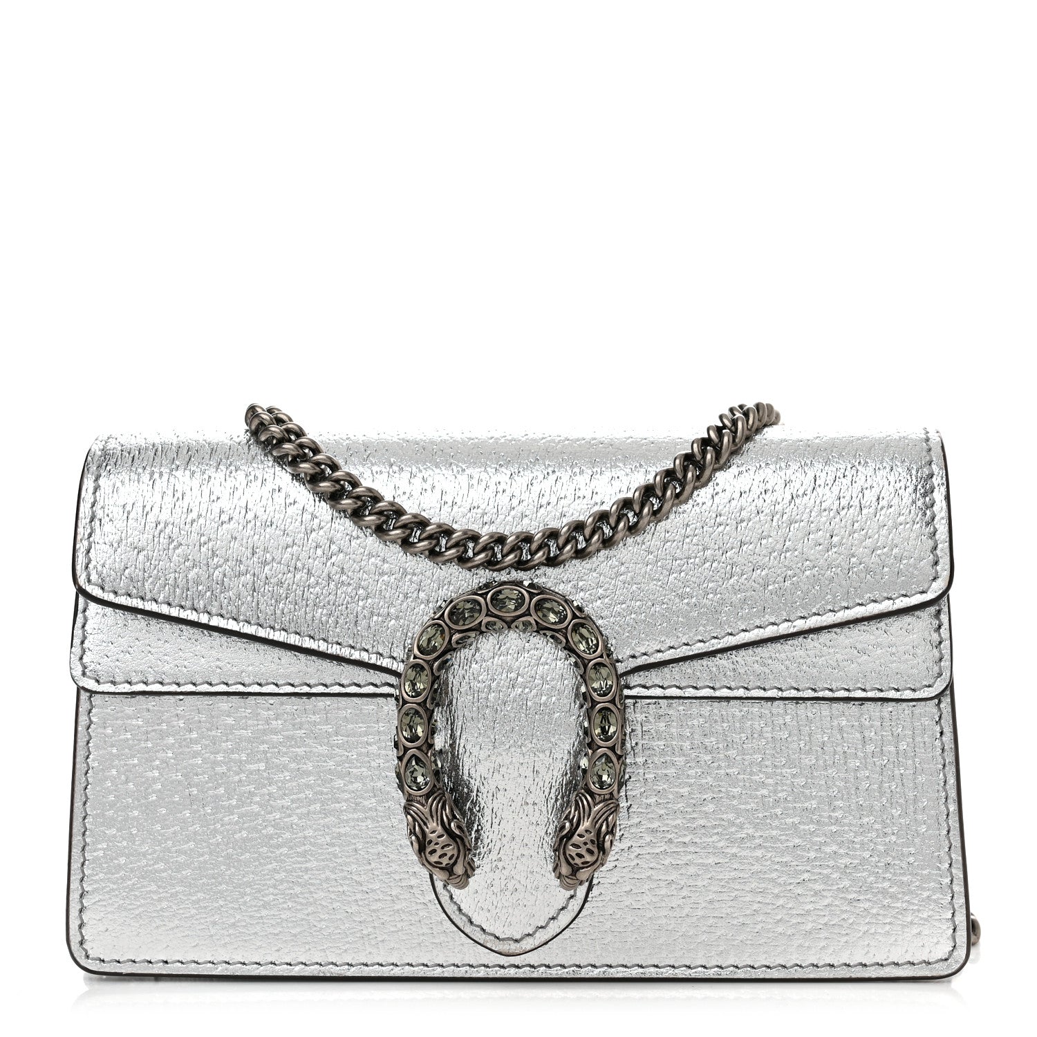 Gucci Metallic Calfskin Super Mini Dionysus Shoulder Bag Silver 1 of 11