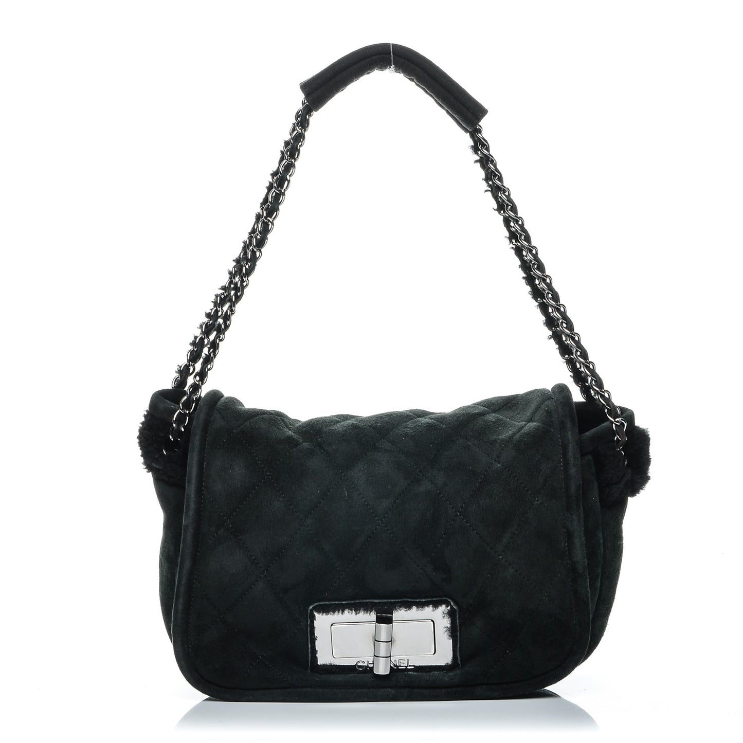 Shearling Quilted Mademoiselle Flap Black