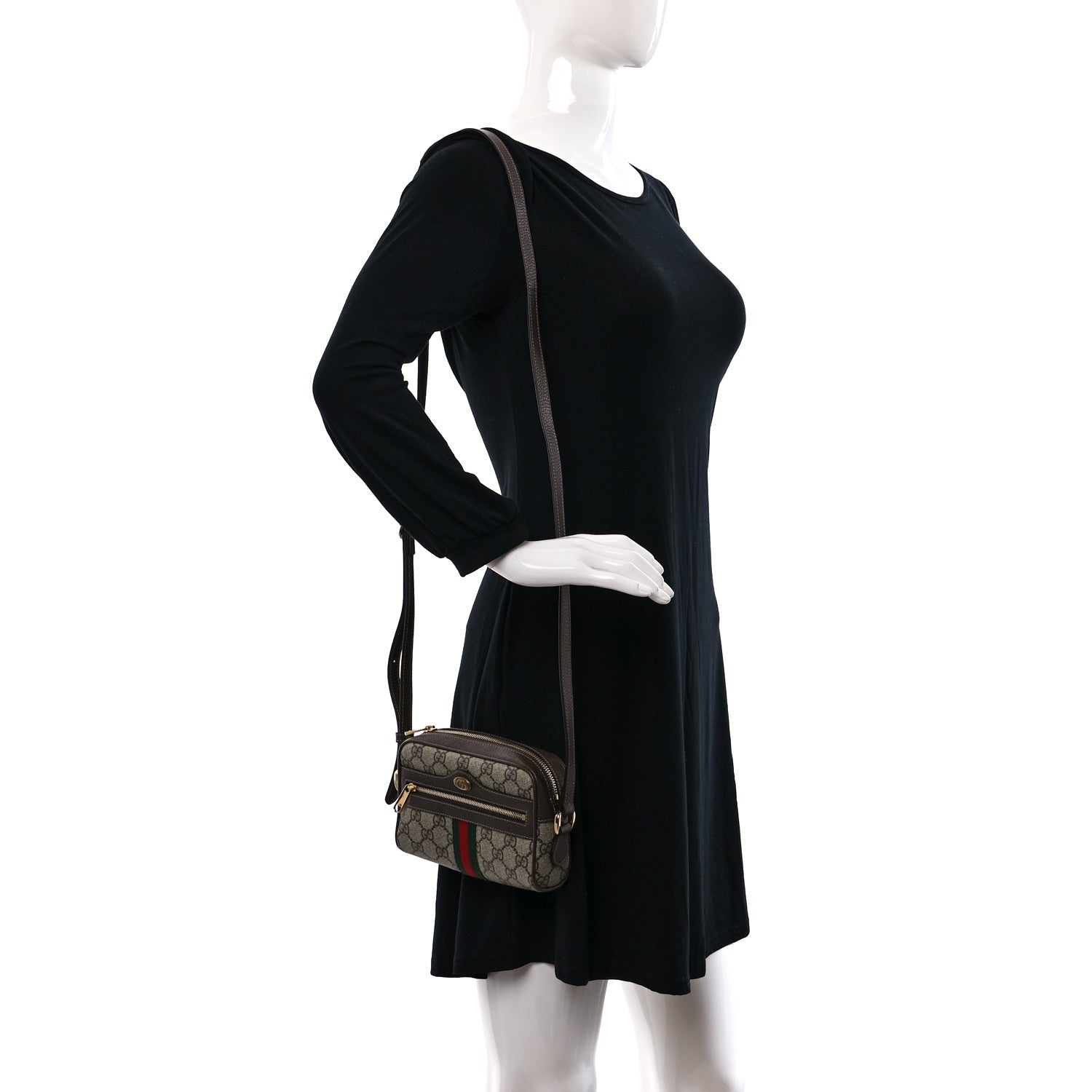 Gucci GG Supreme Monogram Web Mini Ophidia Shoulder Bag Brown 2 of 9