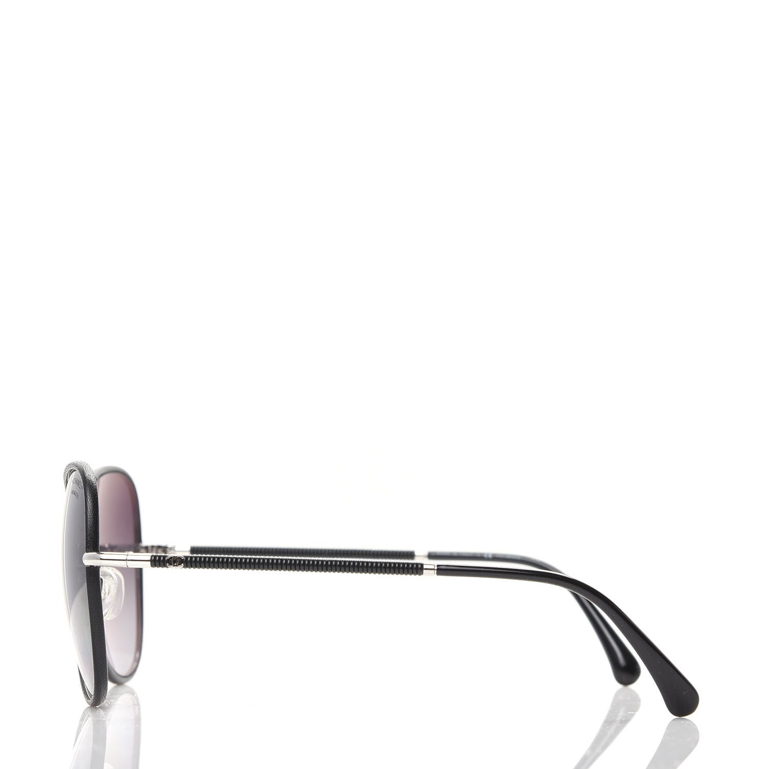 Chanel Metal Lambskin Polarized Pilot Fall Sunglasses 4227-Q Black 3 of 8
