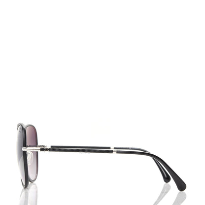 Chanel Metal Lambskin Polarized Pilot Fall Sunglasses 4227-Q Black 3 of 8