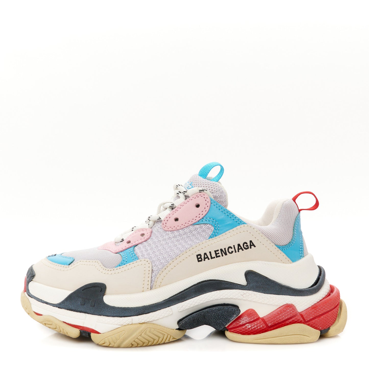 Fabric Mesh Washed Effect Womens Triple S Sneakers 37 Pink White Blue