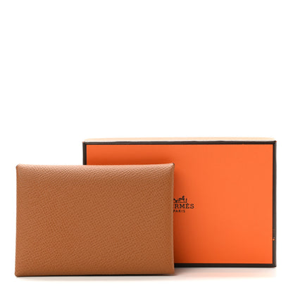 Hermes Epsom Calvi Duo Card Case Gold 8 of 8