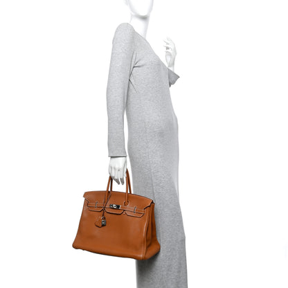 Hermes Taurillon Clemence Birkin 35 Gold 2 of 15