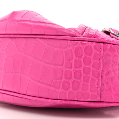 Balenciaga Extra Supple Calfskin Crocodile Embossed XS Le Cagole Shoulder Bag Violet Fuxia 11 of 13