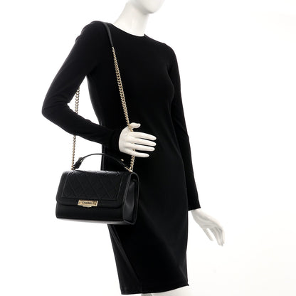 Chanel Grained Calfskin Quilted Medium Label Click Flap Bag Black 2 of 9