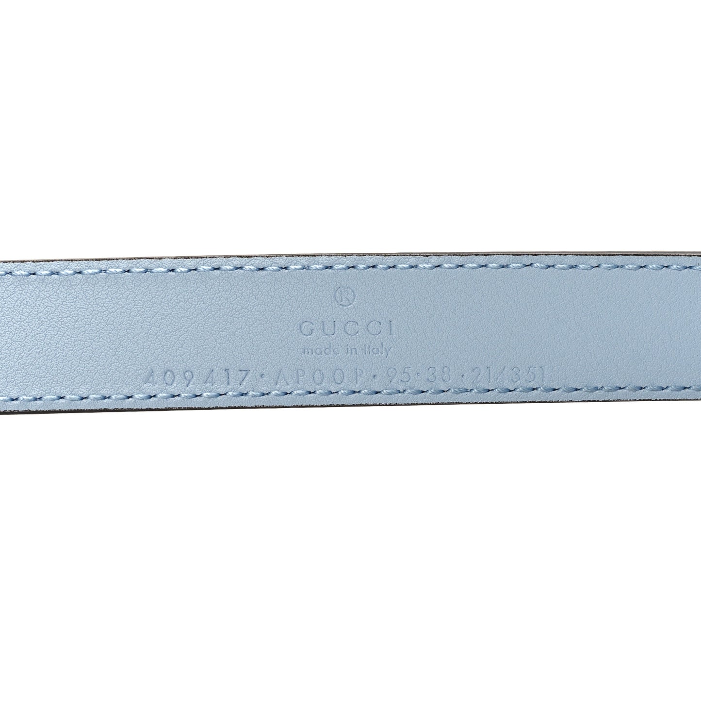 Moon Calfskin Palladium Double G 20mm Belt 95 38 Porcelain Light Blue