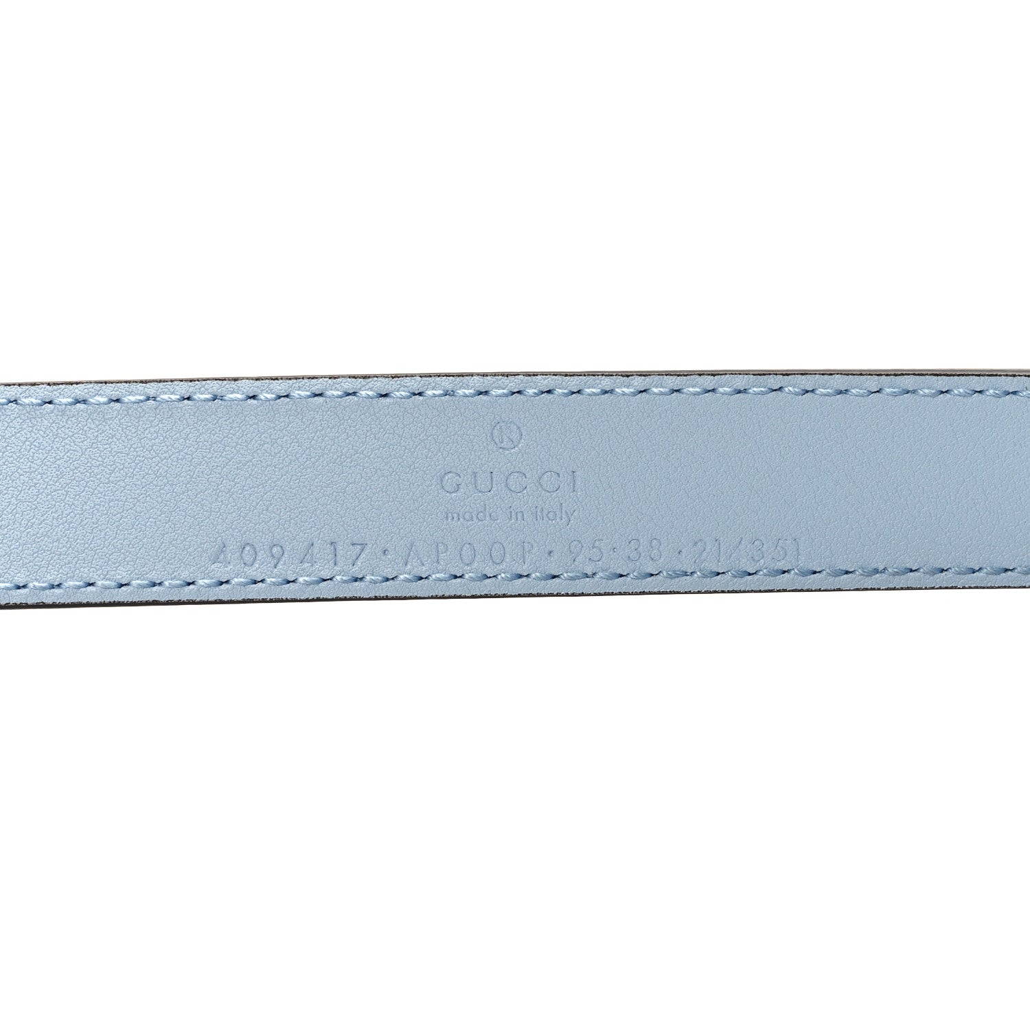 Gucci Moon Calfskin Palladium Double G 20mm Belt 95 38 Porcelain Light Blue 5 of 7