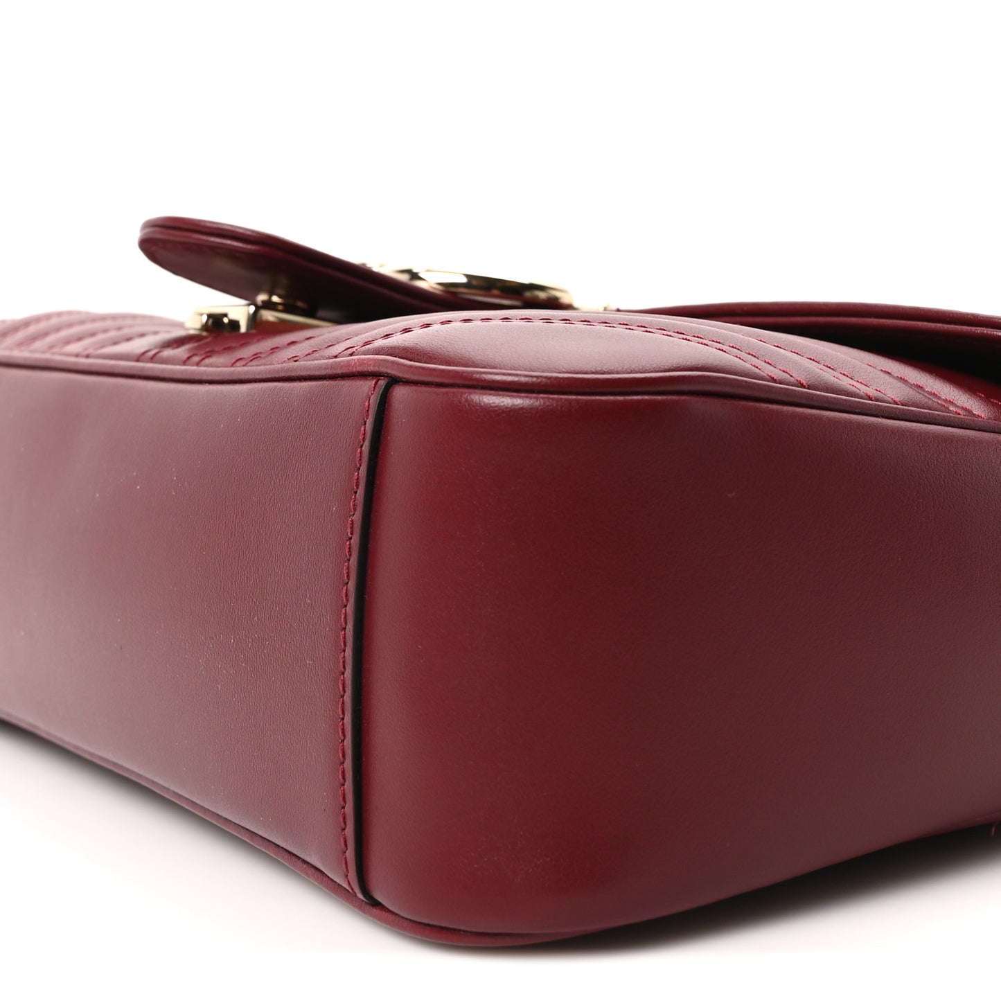 Calfskin Matelasse Small GG Marmont Shoulder Bag Rosso Ancora Red