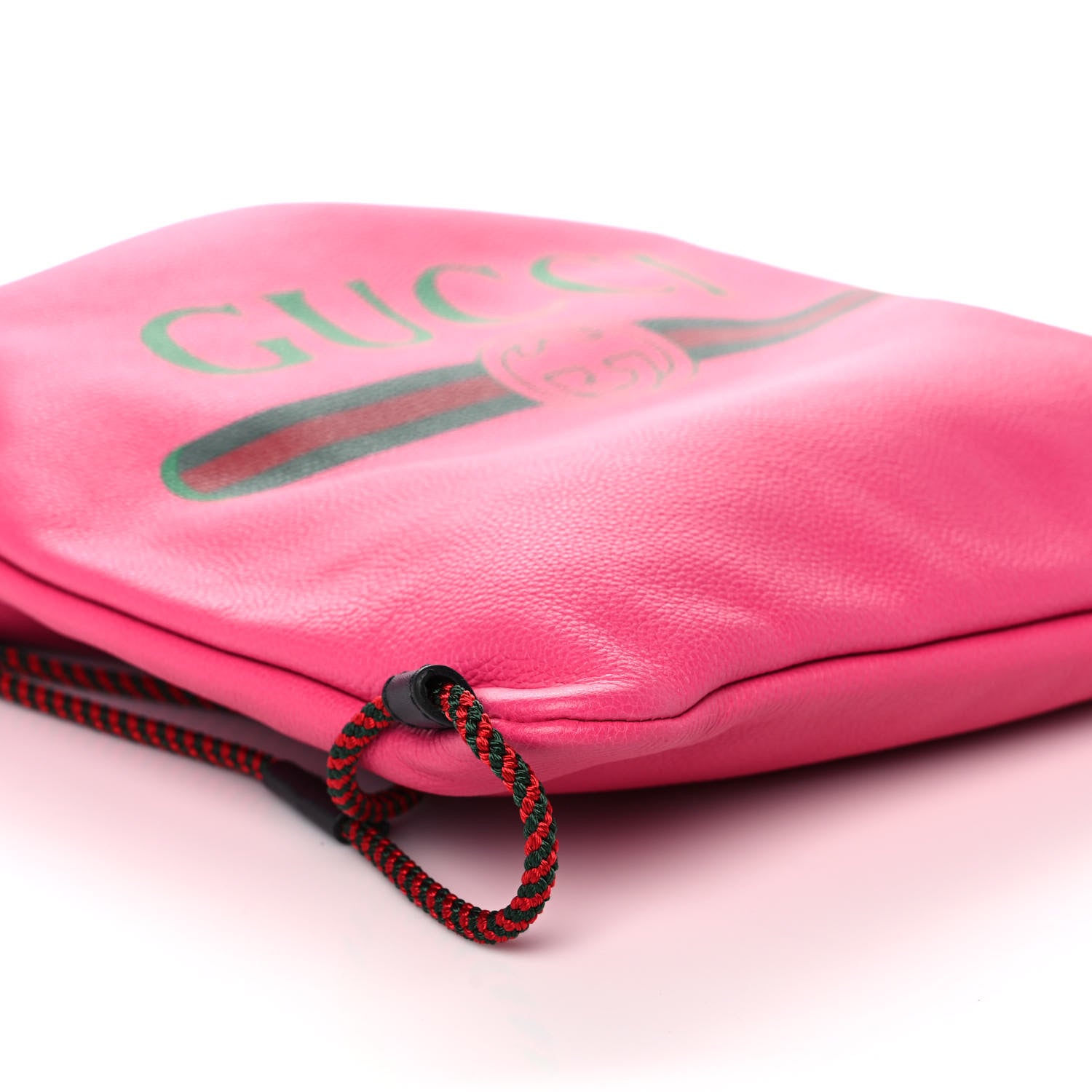 Gucci Grained Calfskin Logo Drawstring Backpack Box Pink Green Black 11 of 12