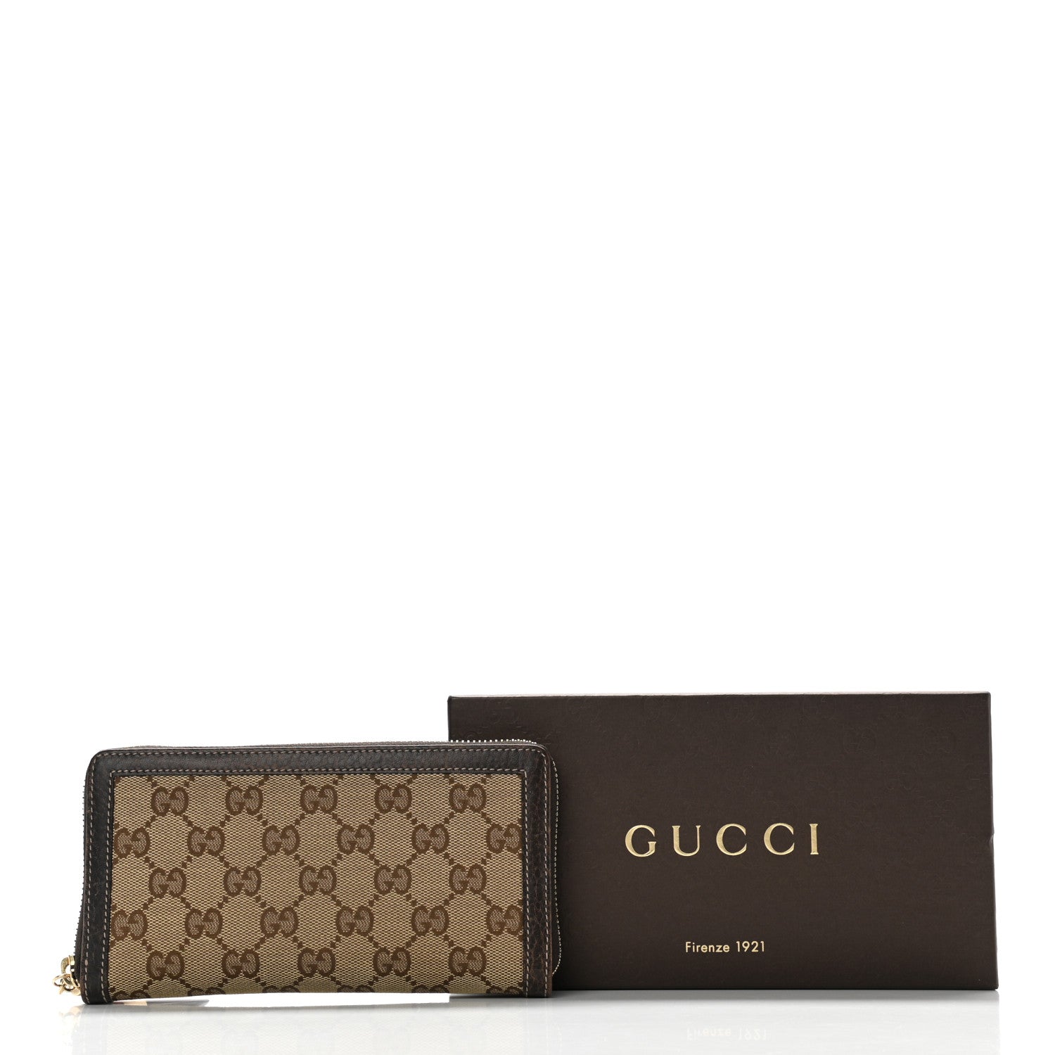Gucci Monogram Calfskin Bamboo Tassel Zip Around Wallet Beige Ebony Chocolate 8 of 8