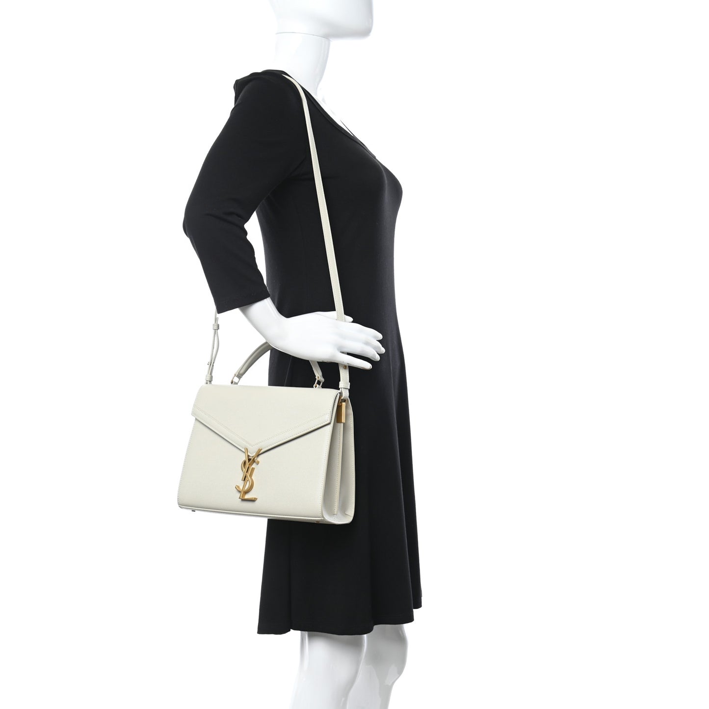 Grain de Poudre Medium Classic Monogram Cassandra Top Handle Crema Soft Rouge Legion
