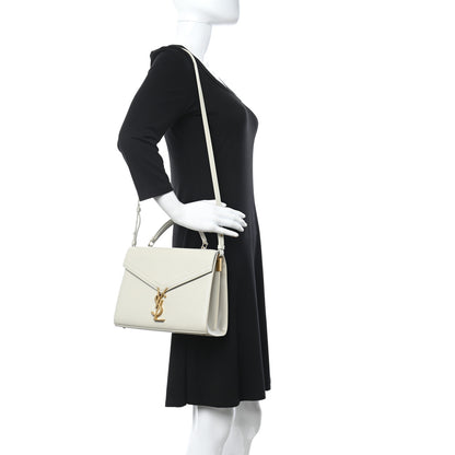 Saint Laurent Grain de Poudre Medium Classic Monogram Cassandra Top Handle Crema Soft Rouge Legion 2 of 10