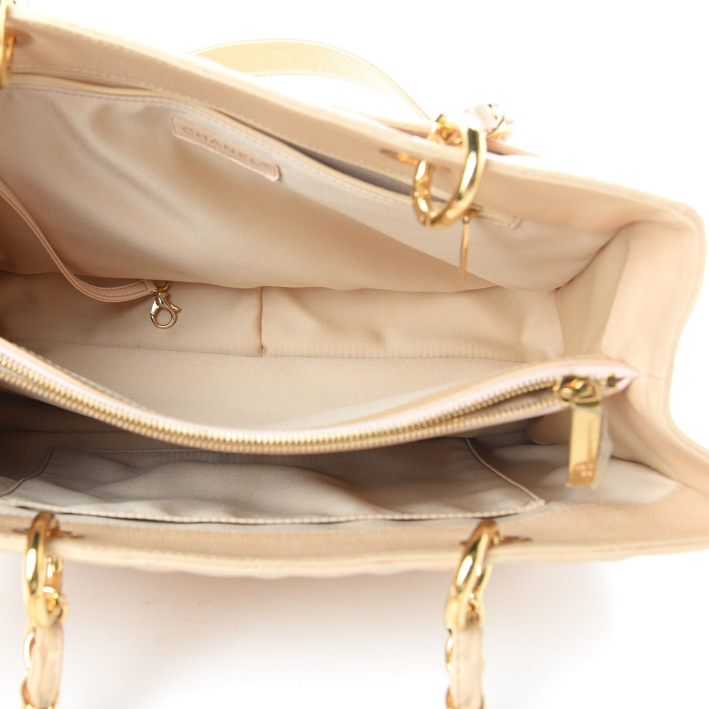 Caviar Quilted Grand Shopping Tote GST Beige Clair