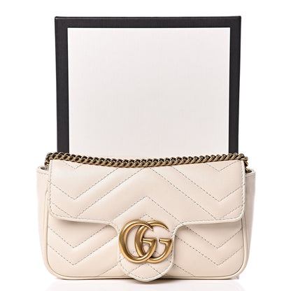 Gucci Calfskin Matelasse Super Mini GG Marmont Shoulder Bag White 11 of 11