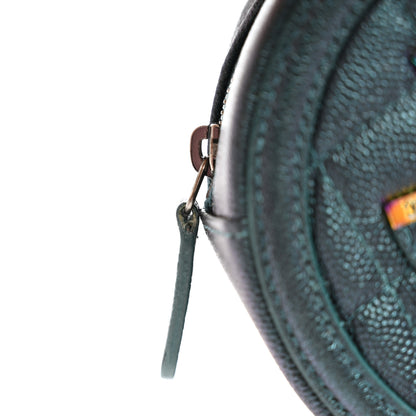 Chanel Iridescent Caviar Quilted Round Filigree Crossbody Dark Turquoise 11 of 11