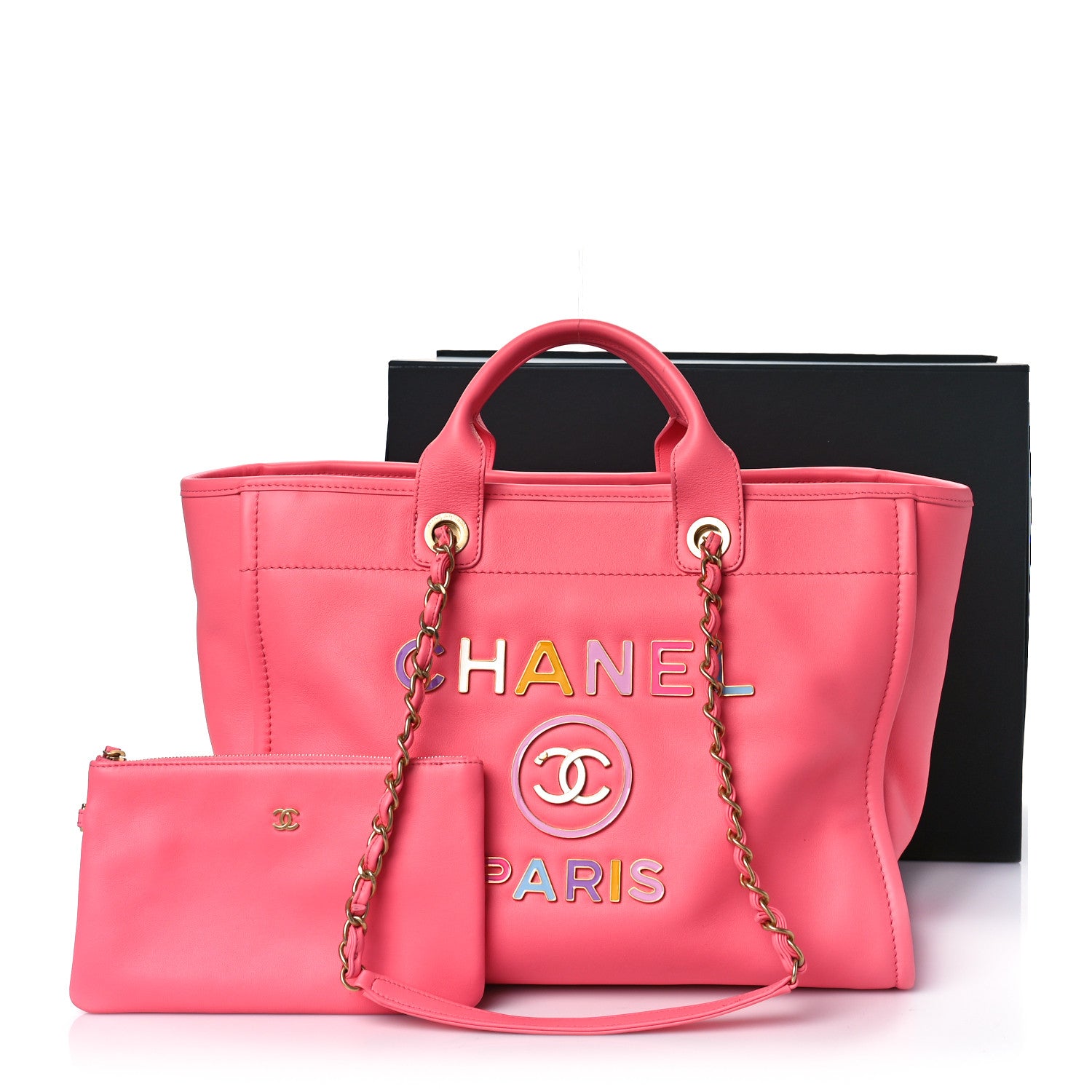 Chanel Calfskin Medium Deauville Tote Coral Pink 13 of 13