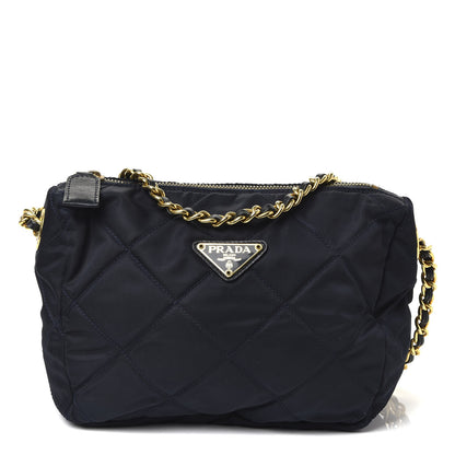 Prada Nylon Tessuto Impuntu Quilted Crossbody Bag Navy 1 of 9