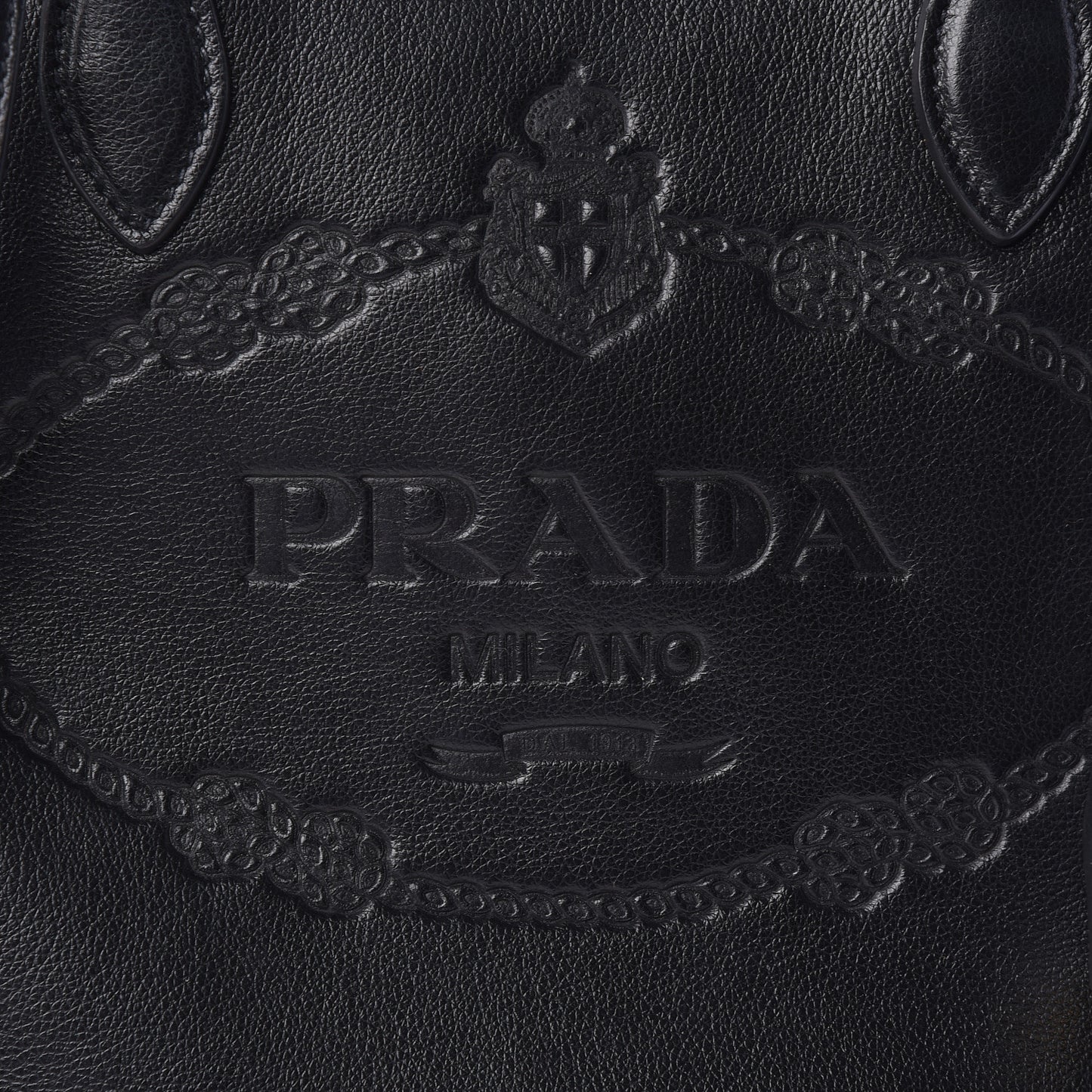 Glace Calfskin Embossed Logo Tote Black