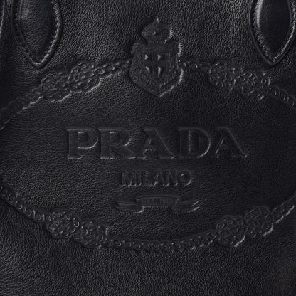 Prada Glace Calfskin Embossed Logo Tote Black 9 of 11