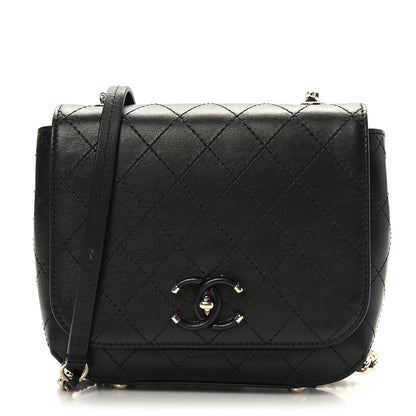 Chanel Calfskin Stitched Small Covered CC Flap Bag Black 1 of 9