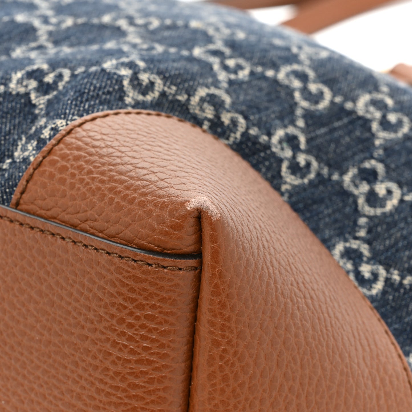 New Denim GG Monogram Medium Ophidia Shopping Tote Blue Tea Cuir