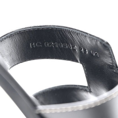 Hermes Box Calfskin Oran Sandals 39.5 Black 7 of 9