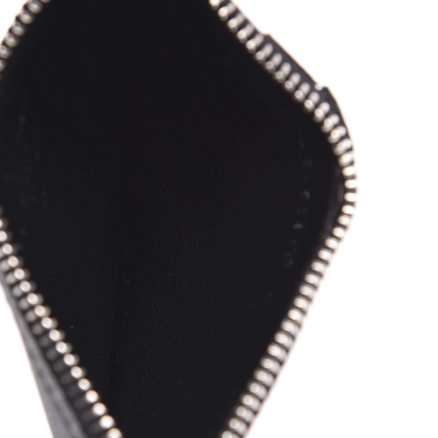Grained Calfskin 5 Fragments Zip Pouch Card Holder Black