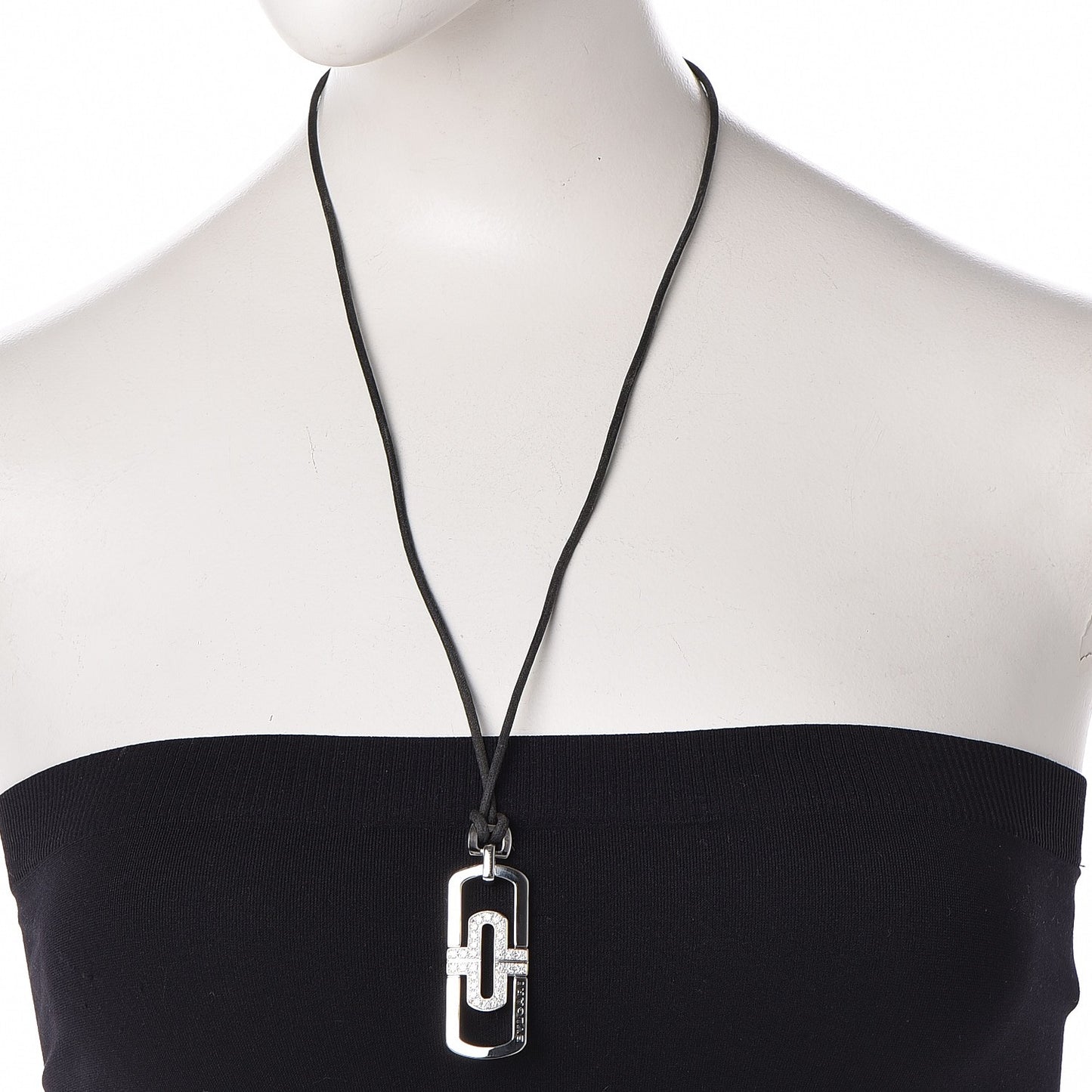 Stainless Steel Diamond Parentesi Pendant Necklace