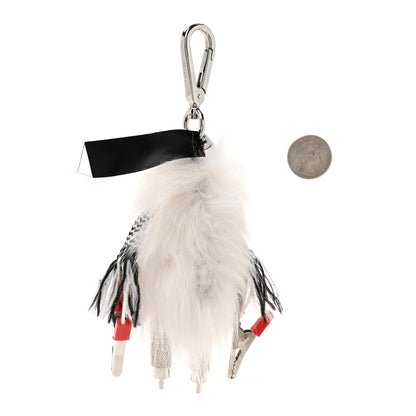 Prada Metal Fur Rufus Bag Charm Chalk White 2 of 5