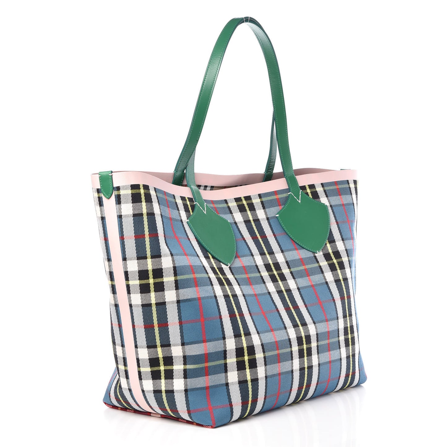 Vintage Check Large The Giant Reversible Tote Palm Green Pink Apricot
