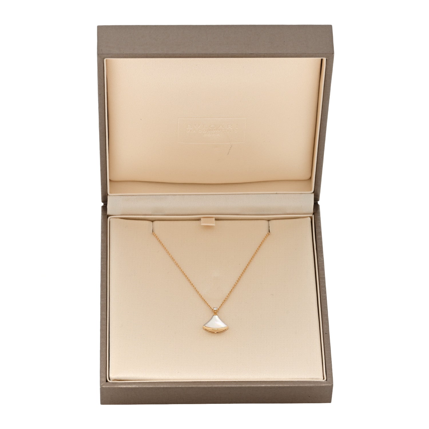Bulgari 18K Yellow Gold Diamond Mother of Pearl Small Divas' Dream Pendant Necklace 4 of 4