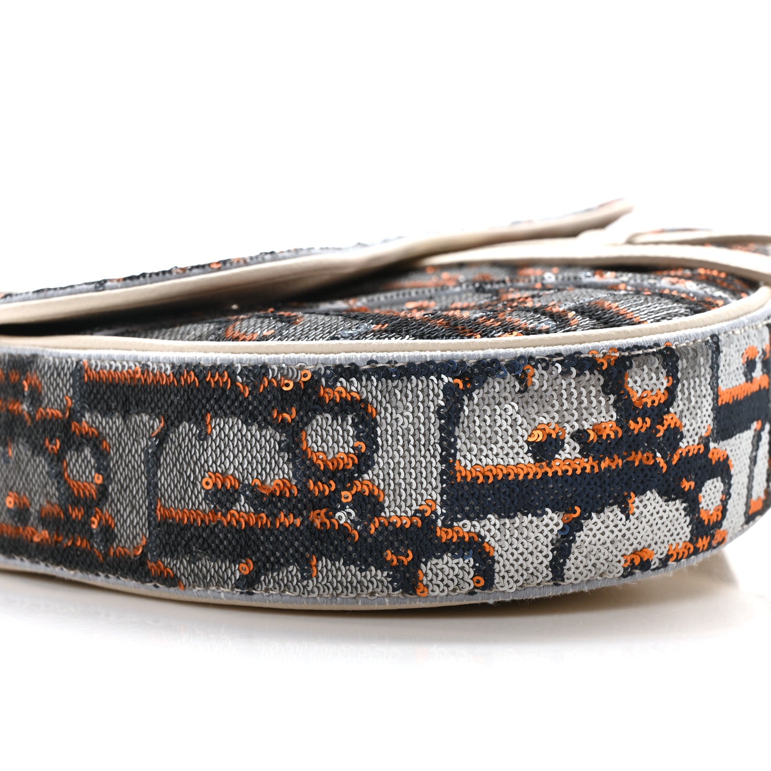 Christian Dior Sequin Oblique Mens Saddle Bag Blue Orange Silver 9 of 10