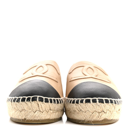 Chanel Lambskin CC Espadrilles 36 Beige Black 3 of 12