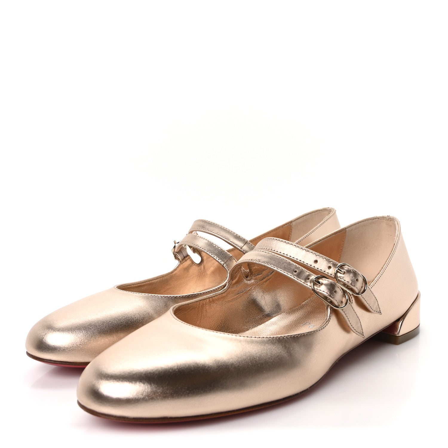 Christian Louboutin Calf Laminato Satin Sweet Jane Flats 37 Leche 4 of 8