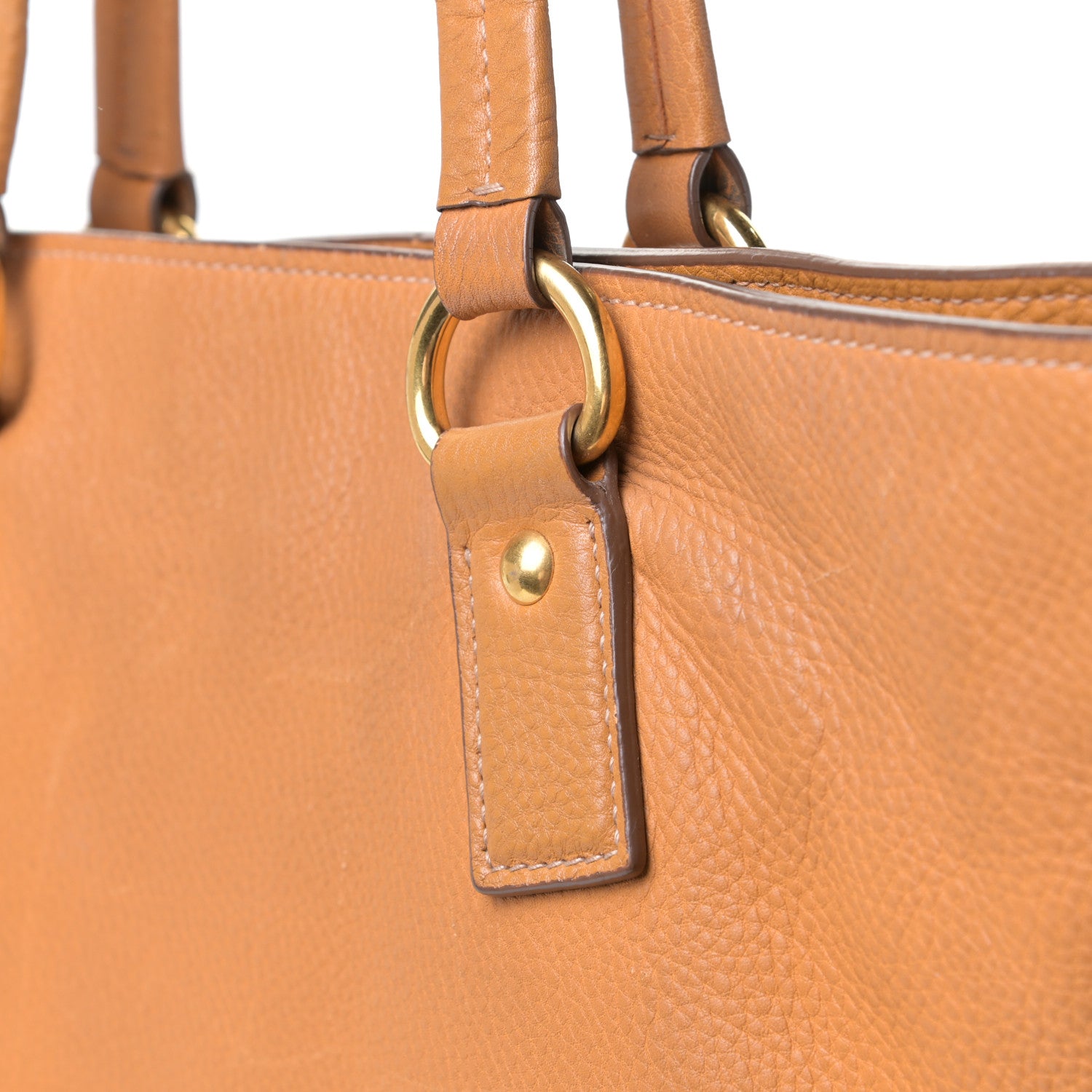 Prada Vitello Daino Side Zip Shopping Tote Caramel 11 of 17
