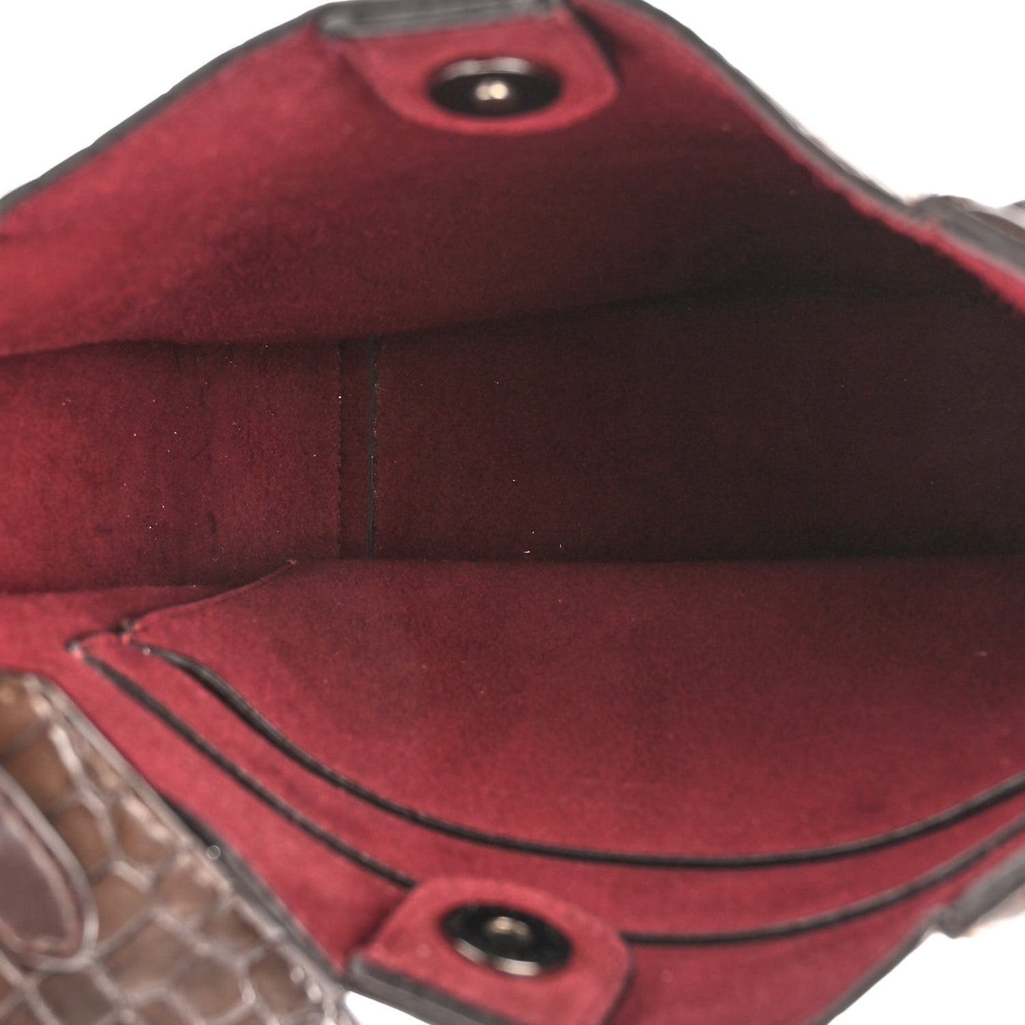 Crocodile Embossed Studded Logo Mini Crossbody Mahogany