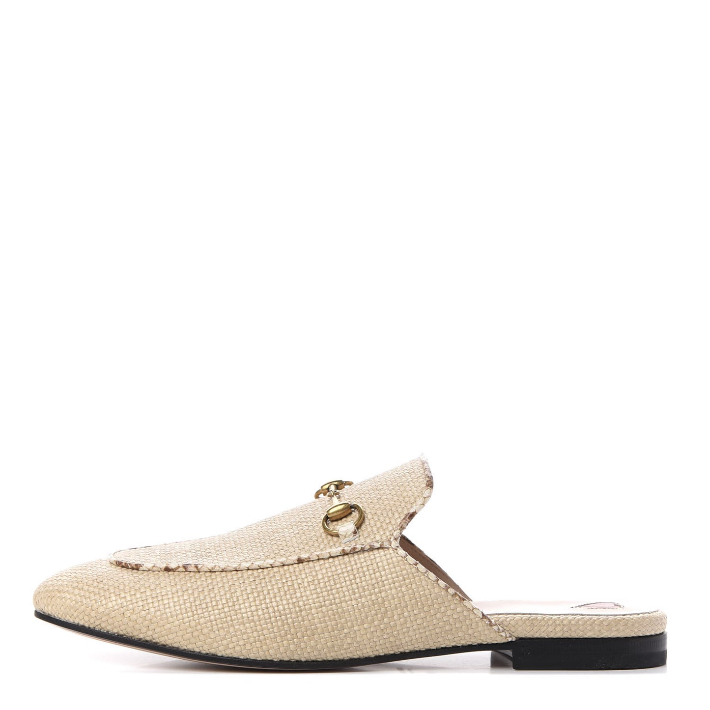 Straw Elaphe Womens Princetown Slippers 37 Natural Cream Brown