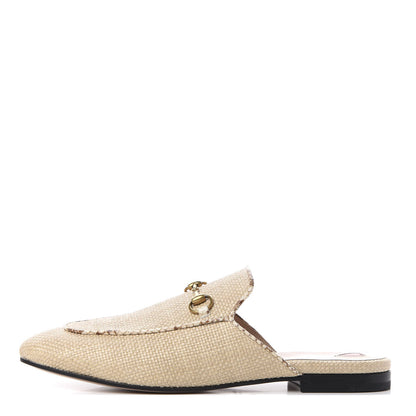 Gucci Straw Elaphe Womens Princetown Slippers 37 Natural Cream Brown 1 of 11