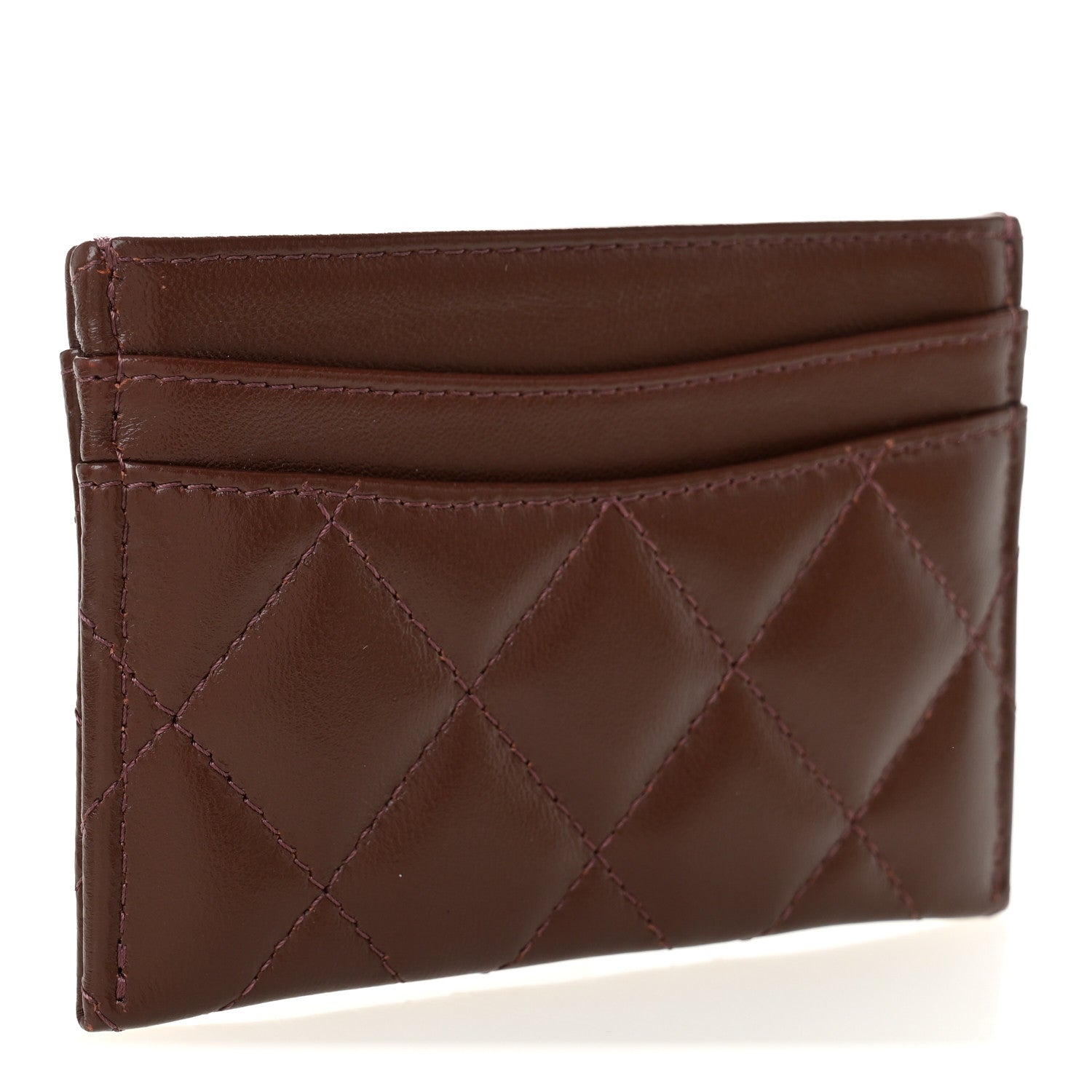 Chanel Lambskin Quilted Card Holder Burgundy 3 of 8