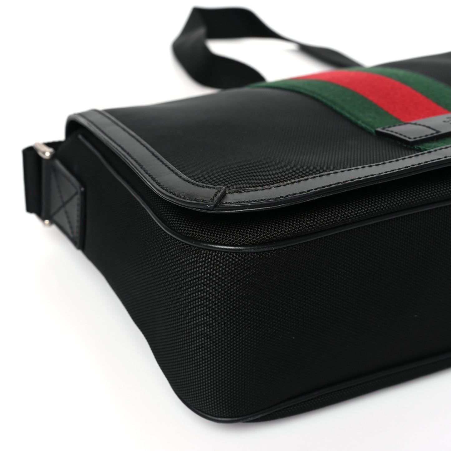 Techno Canvas Web Flap Messenger Bag Black