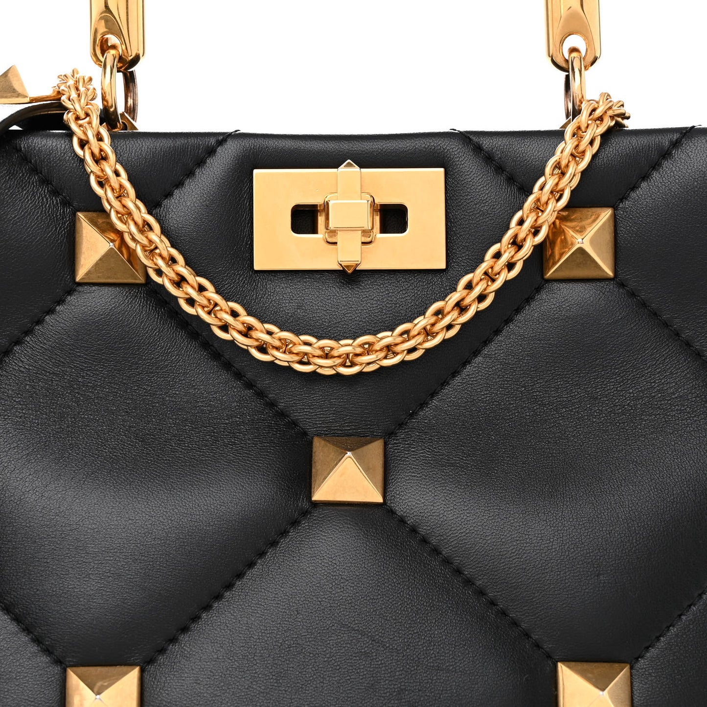 Nappa Roman Stud The Handle Bag Black