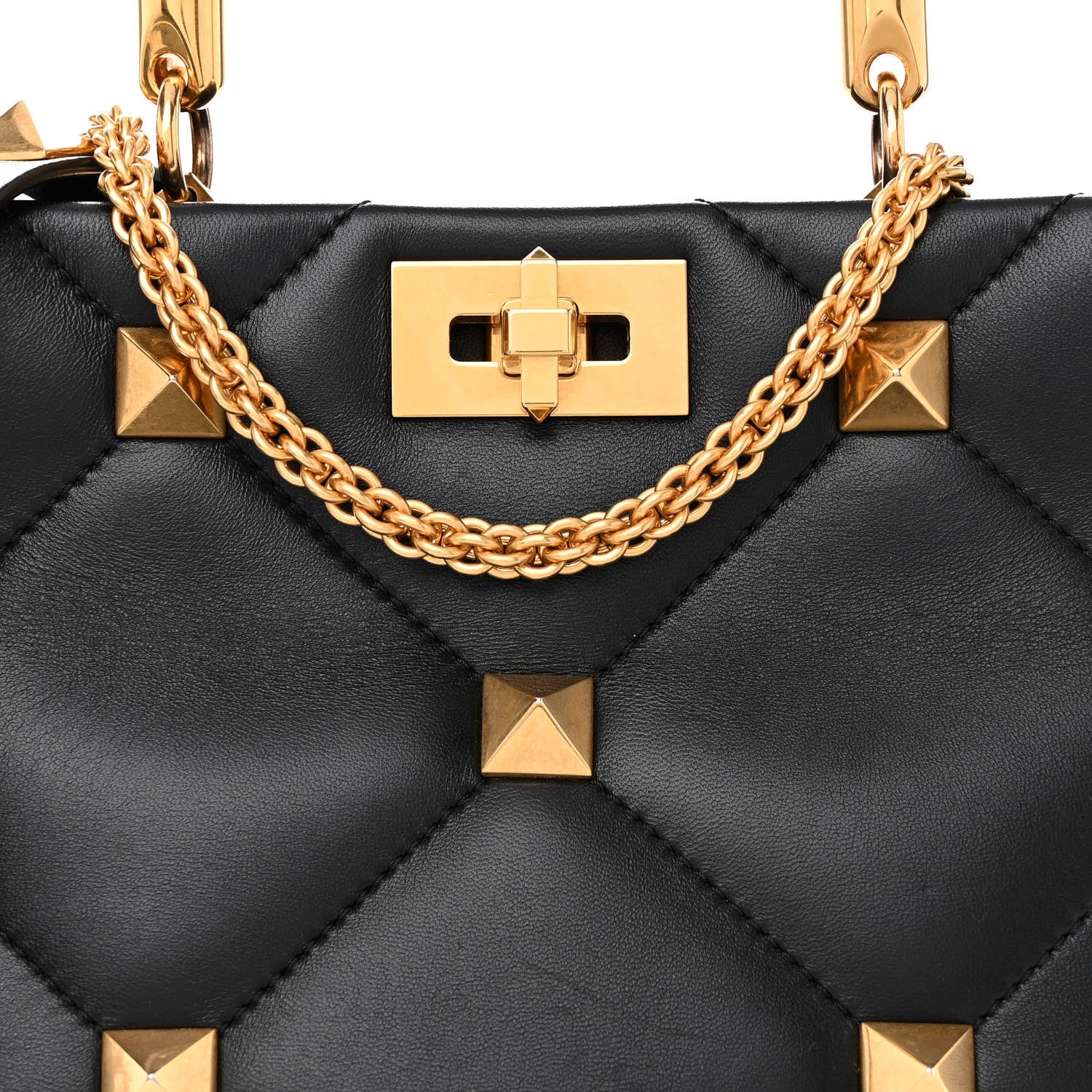 Valentino Garavani Nappa Roman Stud The Handle Bag Black 8 of 12