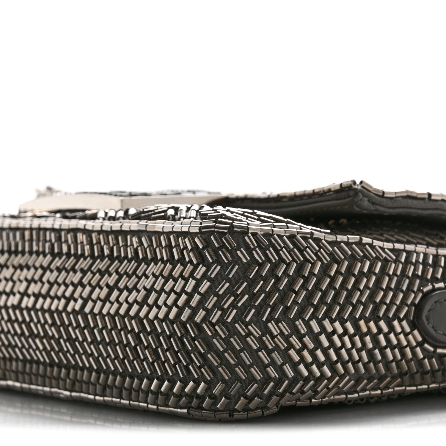 Fendi Fabric Beaded Woven Mini Baguette Clay Palladium 10 of 10