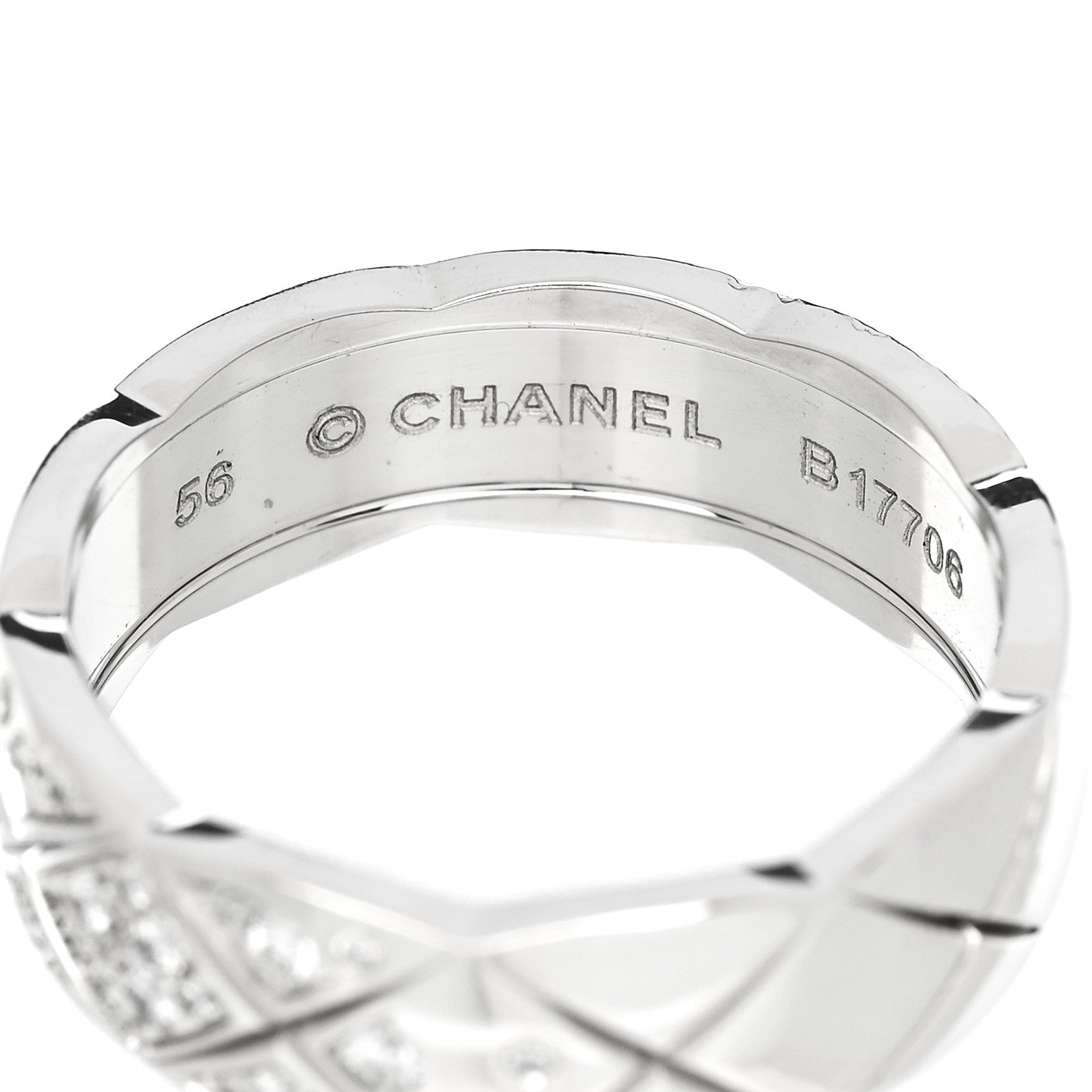 Chanel 18K White Gold Diamond Small Coco Crush Ring 56 7.75 4 of 6